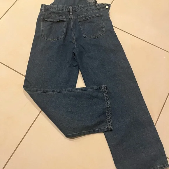 Blue Denim Overalls Wide Leg Medium - Picture 5 of 5
